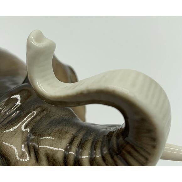Royal Dux Trunk Up Elephant Figurine Czechoslovakia 6” Tall 2” Tusk Good Luck - Picture 7 of 8